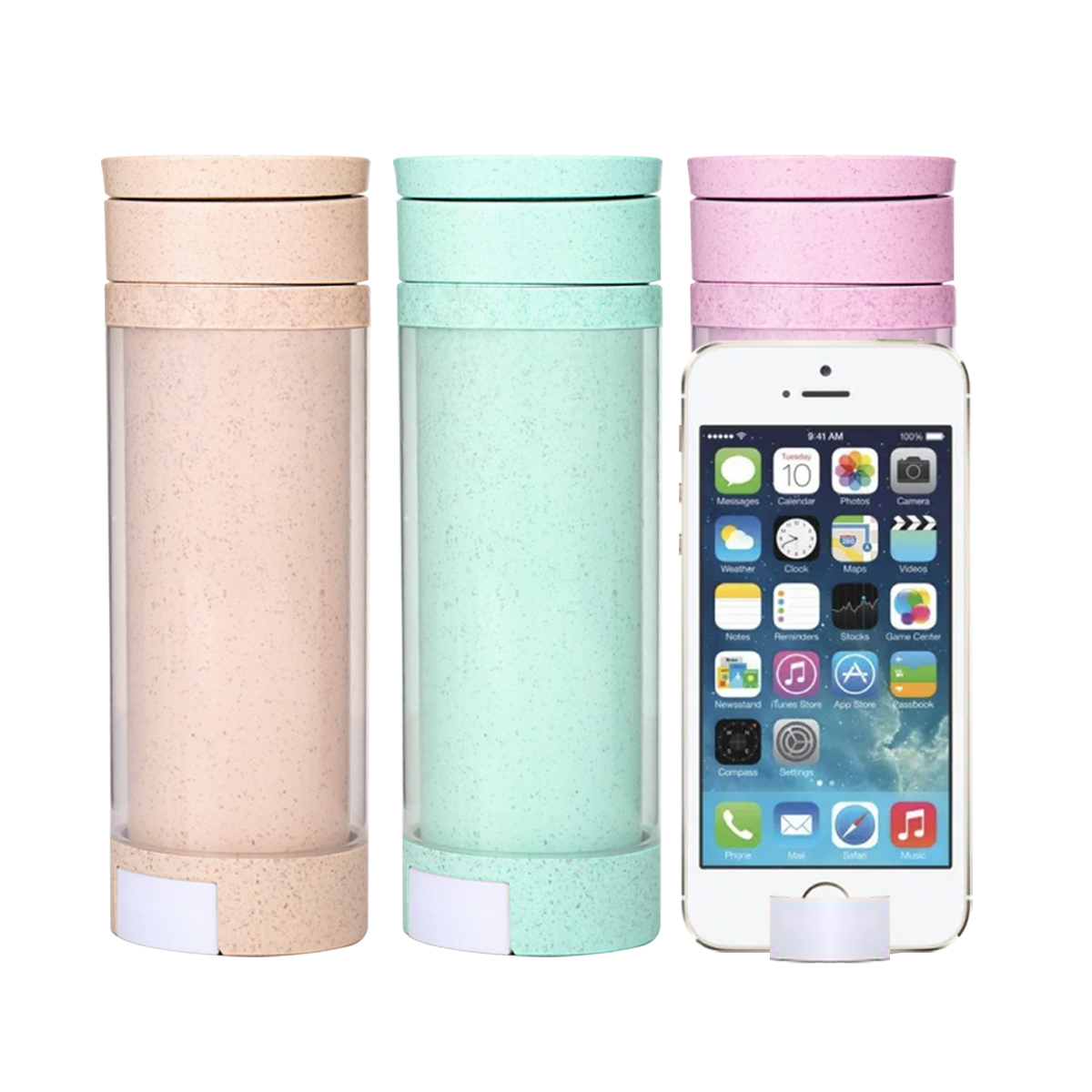 Wheat Straw Tumbler with Phone Stand (350ml)